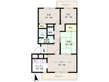 アビタシオン芦花公園(3LDK/3階)の間取り写真