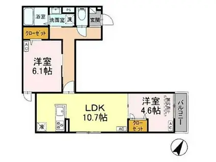 グラナーデ西大泉(2LDK/2階)の間取り写真