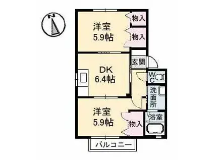 オレンジハイツ(2DK/1階)の間取り写真