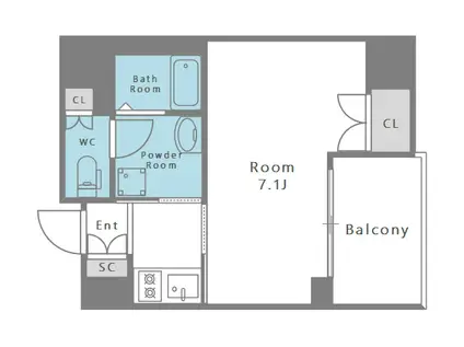 アスヴェル江戸堀(1K/12階)の間取り写真