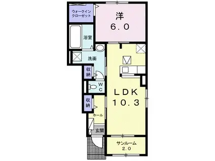 水稜郭 C(1LDK/1階)の間取り写真