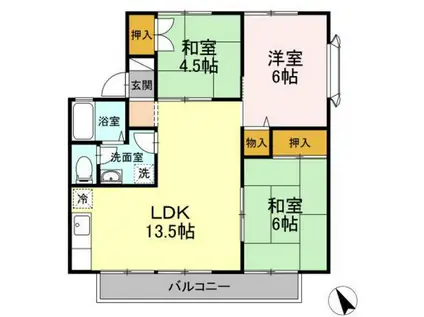 セジュール下桶B棟(3LDK/1階)の間取り写真