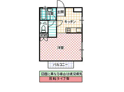 ドミール武藤D(1K/2階)の間取り写真