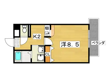 ルピナスII(1K/6階)の間取り写真