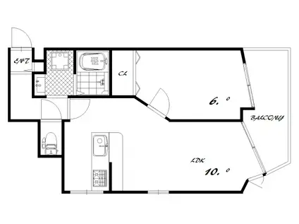 ライオンズマンション下山手(1LDK/4階)の間取り写真
