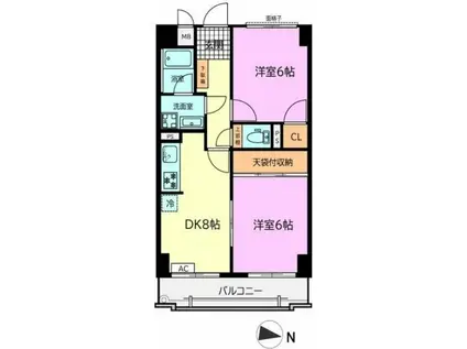 ケリーズマンション(2DK/2階)の間取り写真