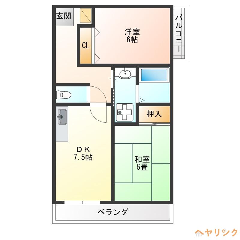センタースクエア師勝(2DK/4階)の間取り写真