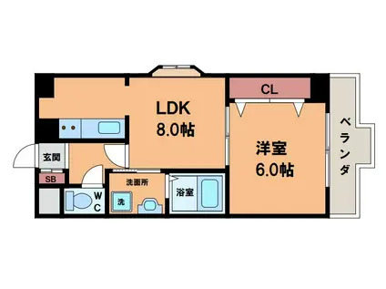 エクセル天王寺(1LDK/5階)の間取り写真