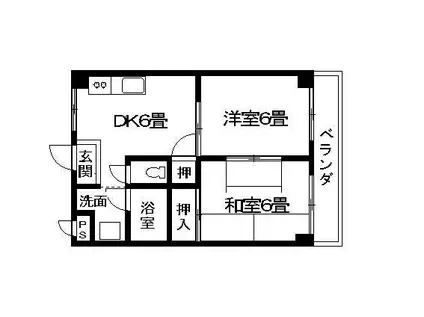 サンハイツ小松(2DK/3階)の間取り写真