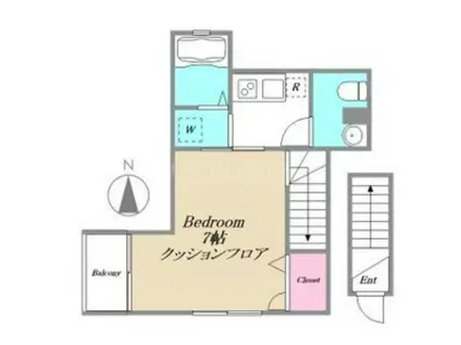 マリクレール蒲田(1K/2階)の間取り写真