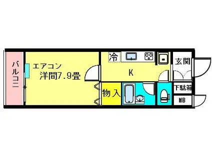 ステュディオ(1K/5階)の間取り写真