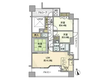 ライオンズステージ立川ラフィナタワー(3LDK/5階)の間取り写真