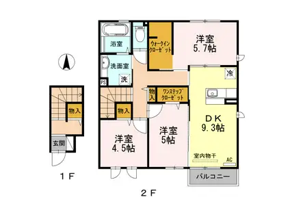 メゾン ル レーヴ(3DK/2階)の間取り写真