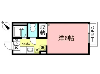 ラ・ポール綱島B棟(1K/2階)の間取り写真