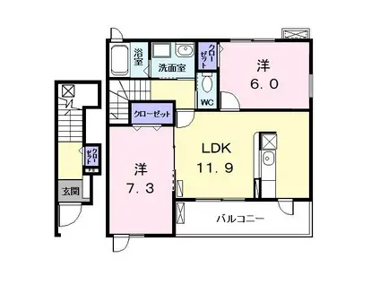 すわハウス(2LDK/2階)の間取り写真