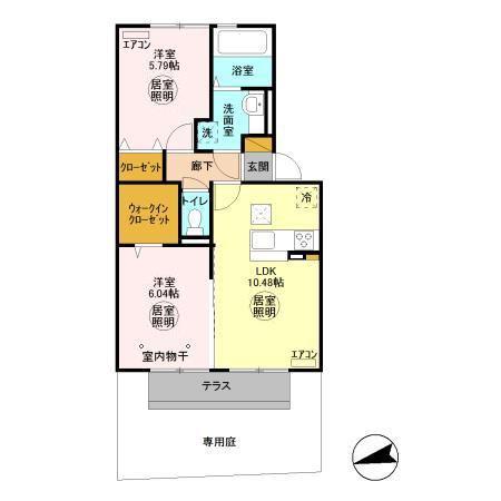 ＪＲ久留里線 祇園駅(千葉) 徒歩9分 3階建 築9年(2LDK/1階)の間取り写真