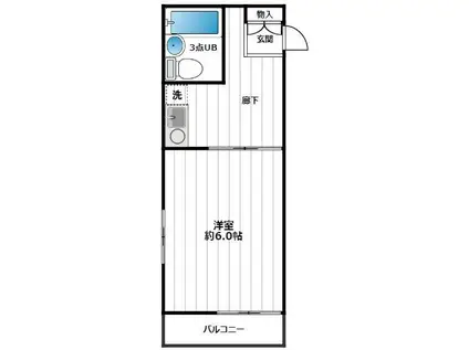 セザールヒルサイド青梅(1K/2階)の間取り写真