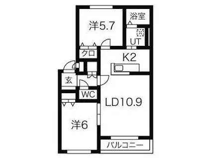 ヴェルシーナ南平岸(2LDK/3階)の間取り写真