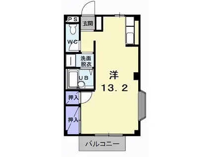 あうんハイツ(ワンルーム/2階)の間取り写真