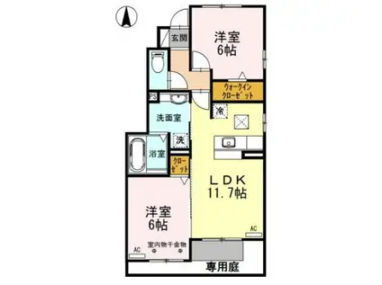 RICHESSE B(2LDK/1階)の間取り写真