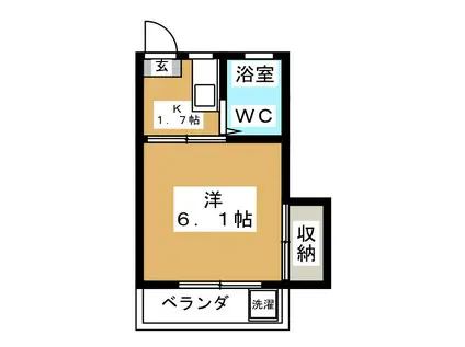 レヂデンスアシムラ(1K/3階)の間取り写真