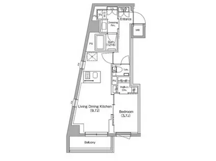 ザ・パークハビオ中野新橋(1LDK/7階)の間取り写真