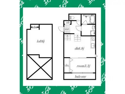 FAMILY STAGE道徳 I(1DK/1階)の間取り写真