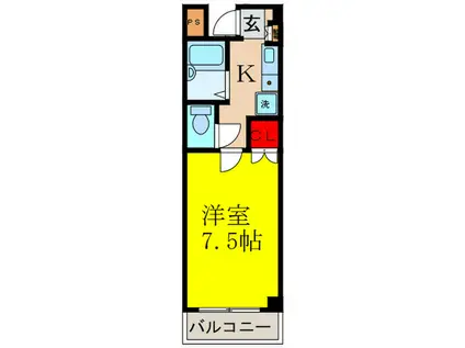 リバーサイド南茨木(1K/4階)の間取り写真