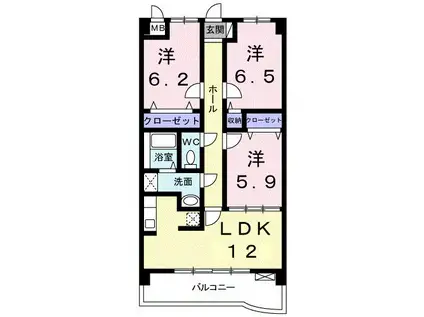 サンライズ新池(3LDK/1階)の間取り写真