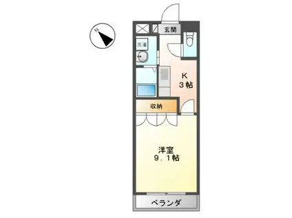 コンフォートNII(1K/2階)の間取り写真