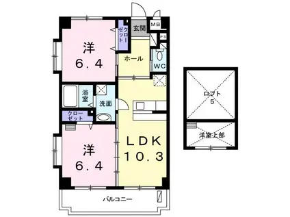 ウィンドグレイス(2LDK/4階)の間取り写真