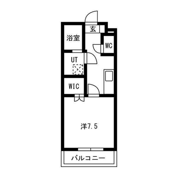 ポルトフィーノ長岡(1K/4階)の間取り写真
