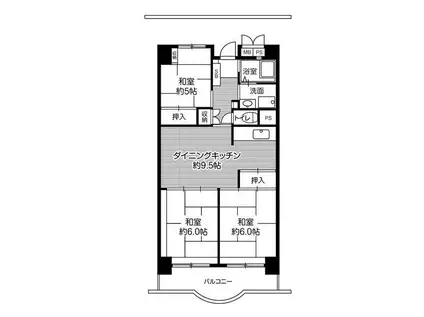 ビレッジハウス浜松タワー1号棟(3DK/10階)の間取り写真