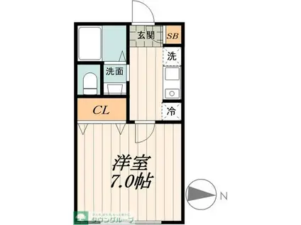 アルベ・フィオーリ北沢(1K/1階)の間取り写真