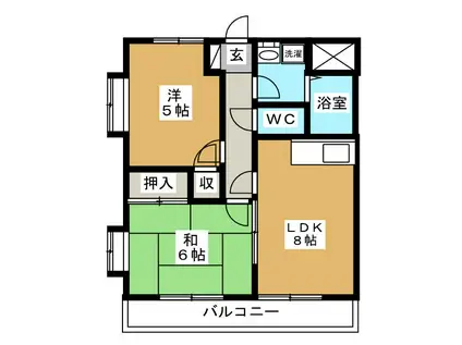 エミネンスMIYA(2DK/1階)の間取り写真