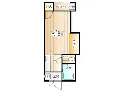 和光ハイツ(1K/1階)の間取り写真