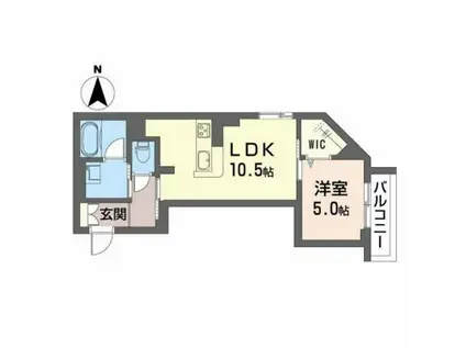 シャーメゾン段原南(1LDK/2階)の間取り写真