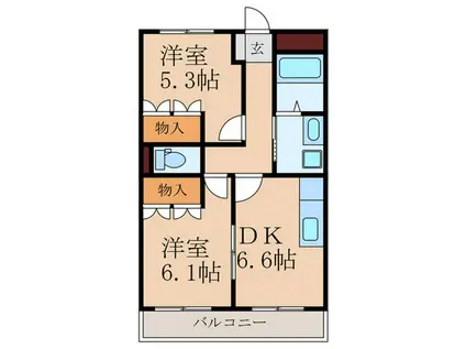 ESPERANZA(2DK/2階)の間取り写真