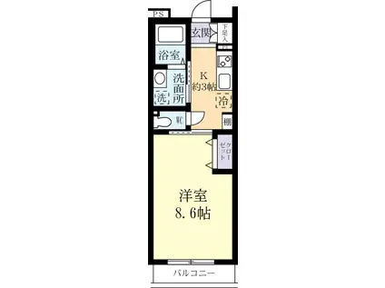 シャルム水戸(1K/1階)の間取り写真