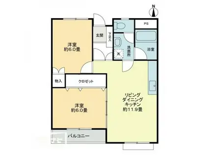 デイジー三条(2LDK/4階)の間取り写真