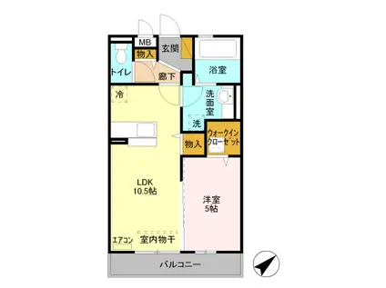 プレ・ド・ラ・ガールせんげん台(1LDK/1階)の間取り写真