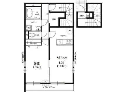リブリ・山田(1LDK/2階)の間取り写真