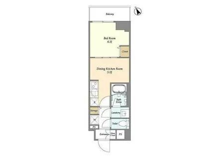グランカーサ江戸川橋(1DK/6階)の間取り写真