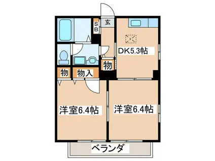 SILVI CORA(2DK/1階)の間取り写真