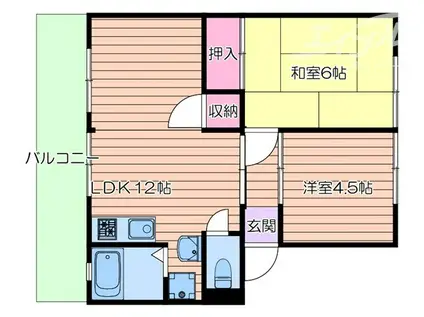 アメニティーハイツ(2LDK/2階)の間取り写真