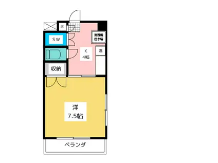 メゾンドアムール(1K/4階)の間取り写真