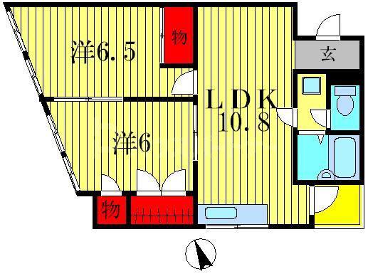 徳増第一ビル(2LDK/3階)の間取り写真