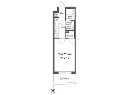 シエロ ウィステリア(1K/5階)の間取り写真