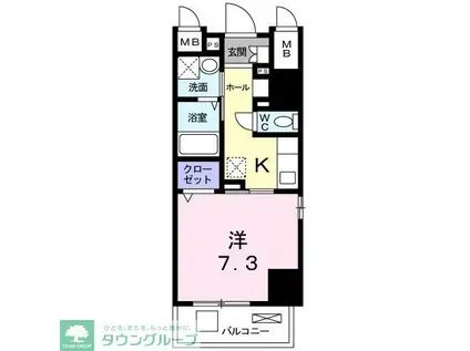 LA PENTE VOLUME(1K/7階)の間取り写真