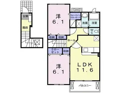 リシェコリーヌE(2LDK/2階)の間取り写真